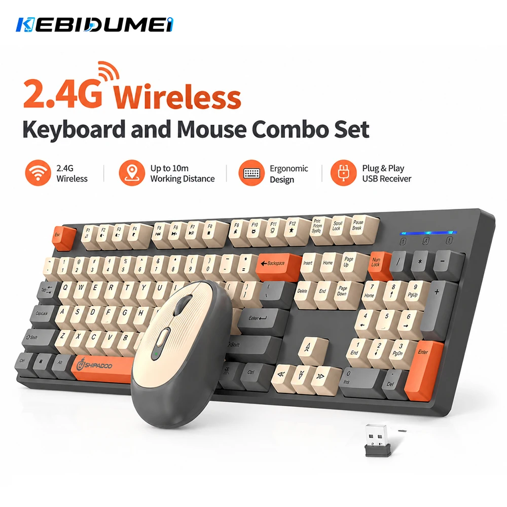 Gaming Keyboard Mouse And Headset Combo - Zestaw bezprzewodowej klawiatury i myszy KEBIDUMEI